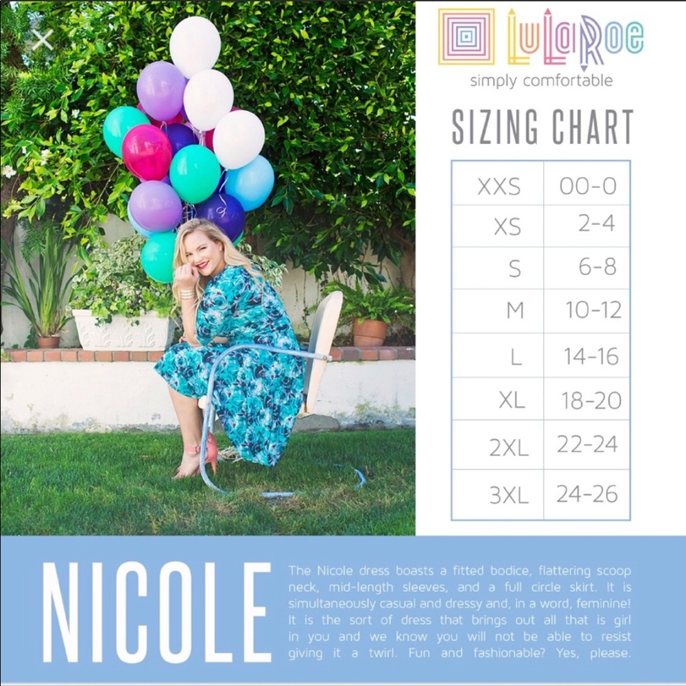 LULAROE NICOLE MIDI SWING DRESS WATERCOLOR… - Picture 2 of 2